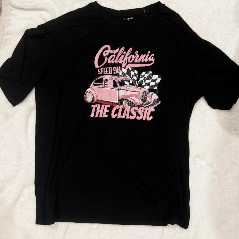 Shein black graphic tee with